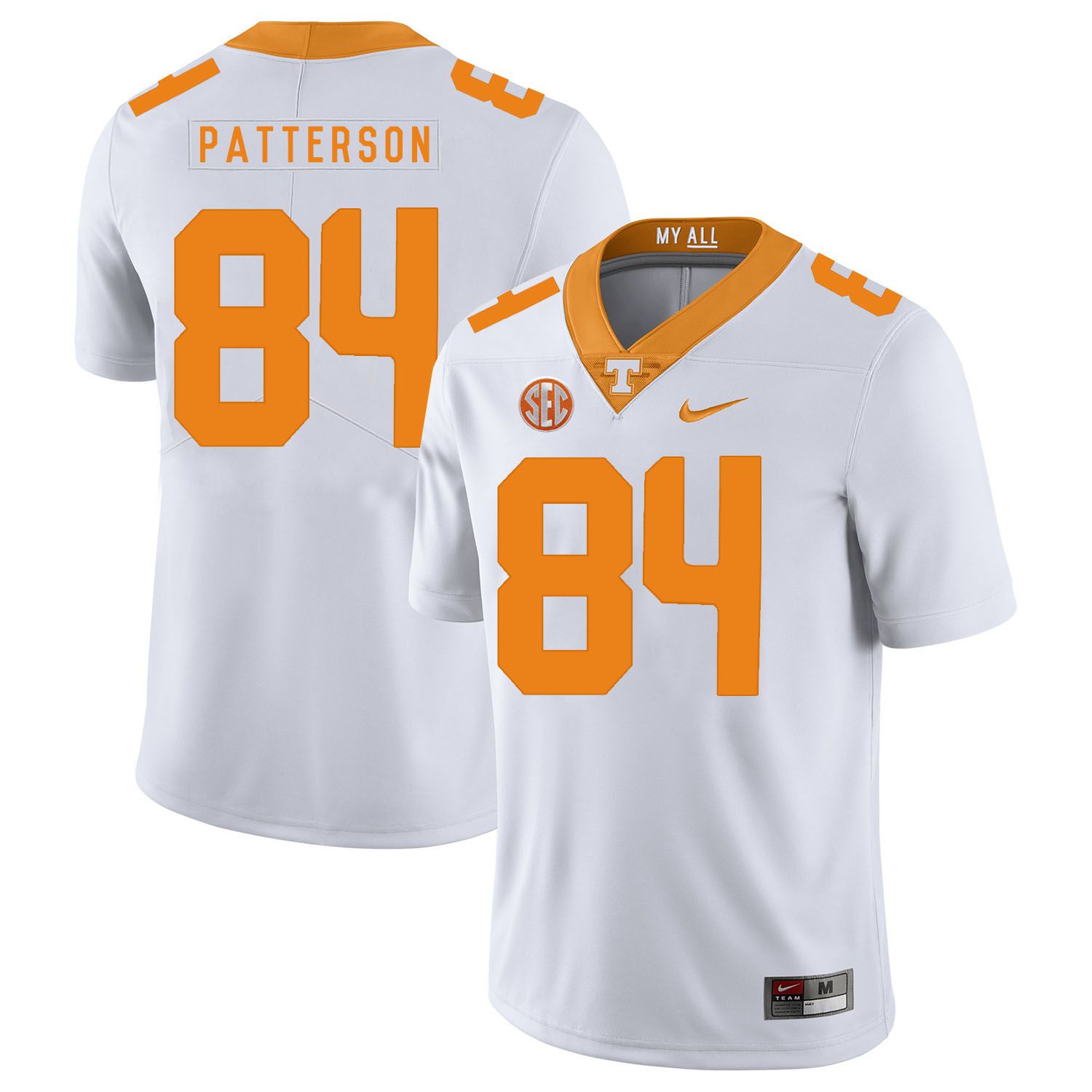 Men Tennessee Volunteers 84 Patterson White Customized NCAA Jerseys